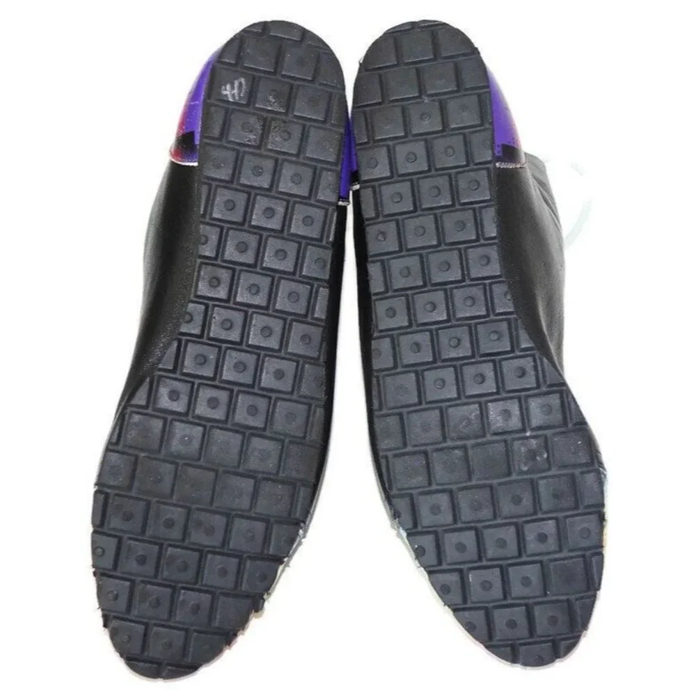 Vintage Ankle Boots Airbrushed City Skyline Painted Booties Black Leather - Picture 9 of 10